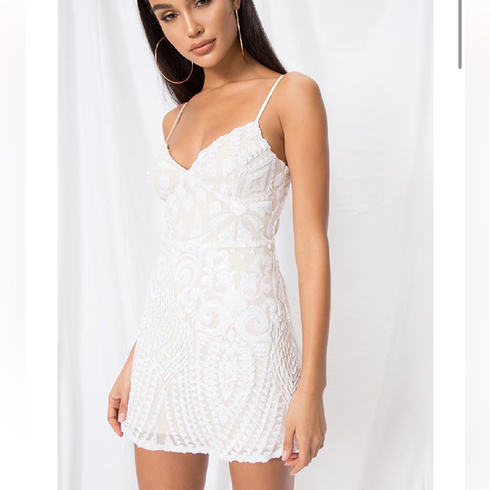 Superdown White Sparkle Mini Dress
